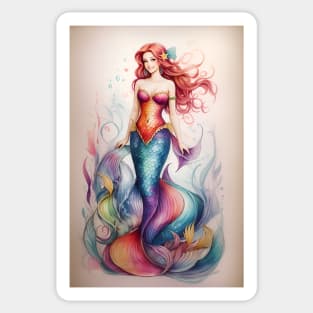 Colorful Rainbow Inspired Mermaid Sticker